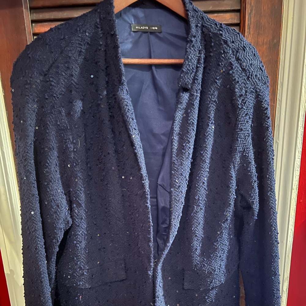 Blue summer sequined blazer